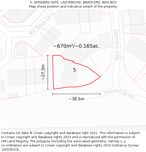 5, SPINNERS GATE, LAISTERDYKE, BRADFORD, BD4 8DG: Plot and title map
