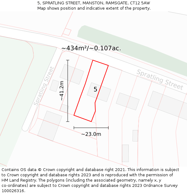 5, SPRATLING STREET, MANSTON, RAMSGATE, CT12 5AW: Plot and title map