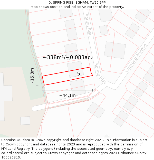 5, SPRING RISE, EGHAM, TW20 9PP: Plot and title map