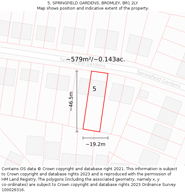 5, SPRINGFIELD GARDENS, BROMLEY, BR1 2LY: Plot and title map