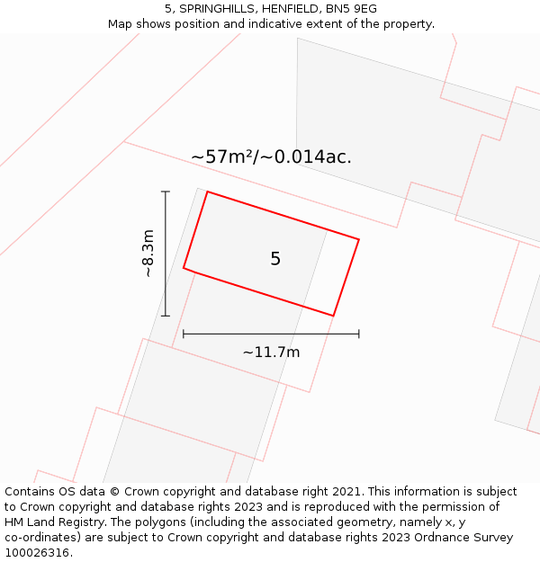 5, SPRINGHILLS, HENFIELD, BN5 9EG: Plot and title map