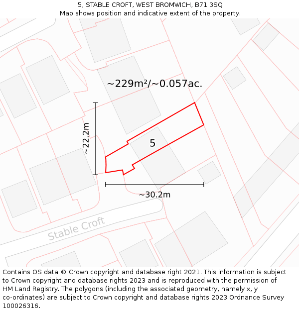 5, STABLE CROFT, WEST BROMWICH, B71 3SQ: Plot and title map