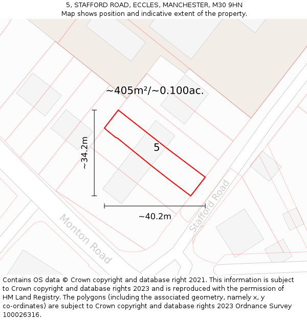 5, STAFFORD ROAD, ECCLES, MANCHESTER, M30 9HN: Plot and title map