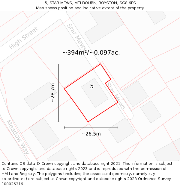 5, STAR MEWS, MELBOURN, ROYSTON, SG8 6FS: Plot and title map