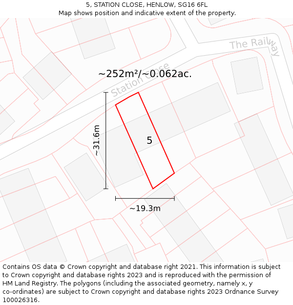 5, STATION CLOSE, HENLOW, SG16 6FL: Plot and title map