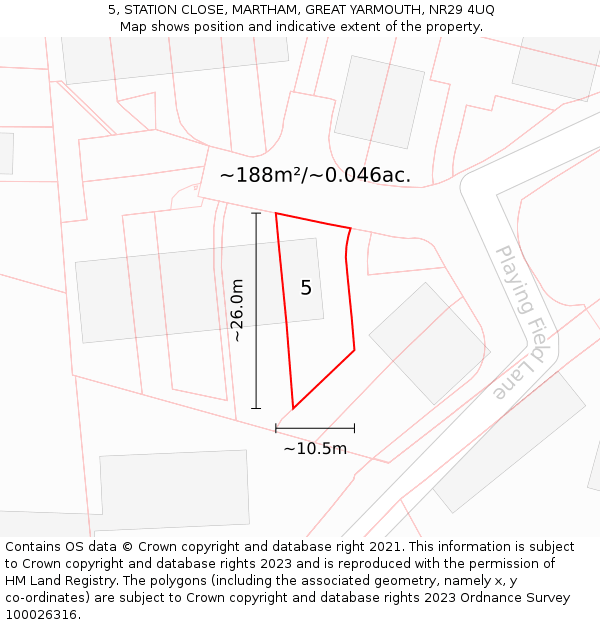 5, STATION CLOSE, MARTHAM, GREAT YARMOUTH, NR29 4UQ: Plot and title map