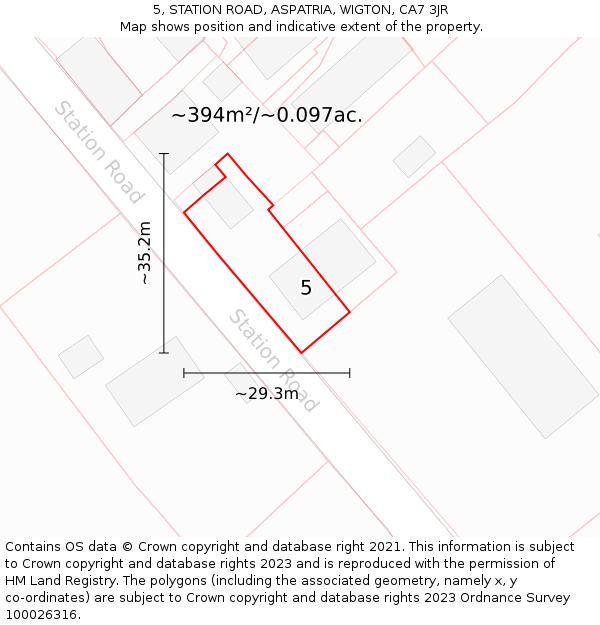 5, STATION ROAD, ASPATRIA, WIGTON, CA7 3JR: Plot and title map