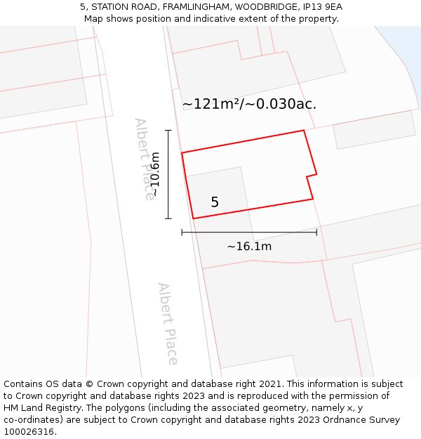 5, STATION ROAD, FRAMLINGHAM, WOODBRIDGE, IP13 9EA: Plot and title map