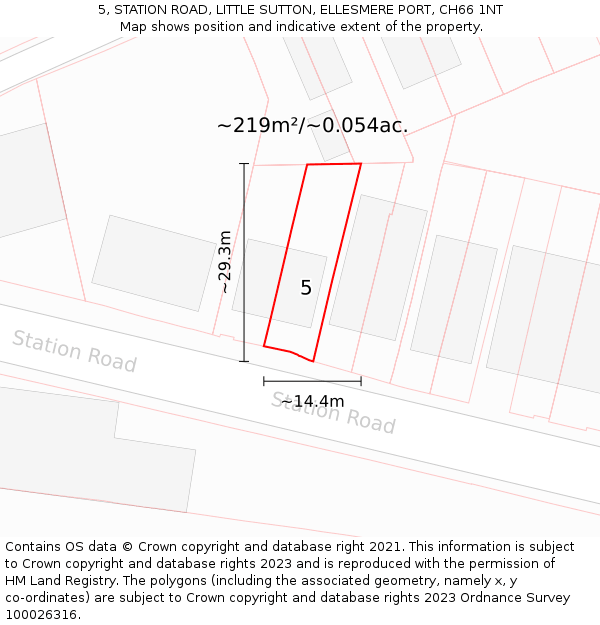 5, STATION ROAD, LITTLE SUTTON, ELLESMERE PORT, CH66 1NT: Plot and title map