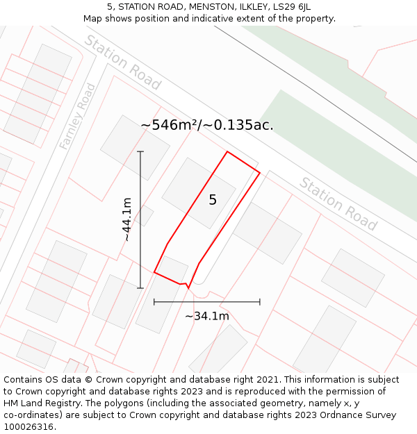 5, STATION ROAD, MENSTON, ILKLEY, LS29 6JL: Plot and title map
