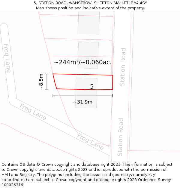 5, STATION ROAD, WANSTROW, SHEPTON MALLET, BA4 4SY: Plot and title map