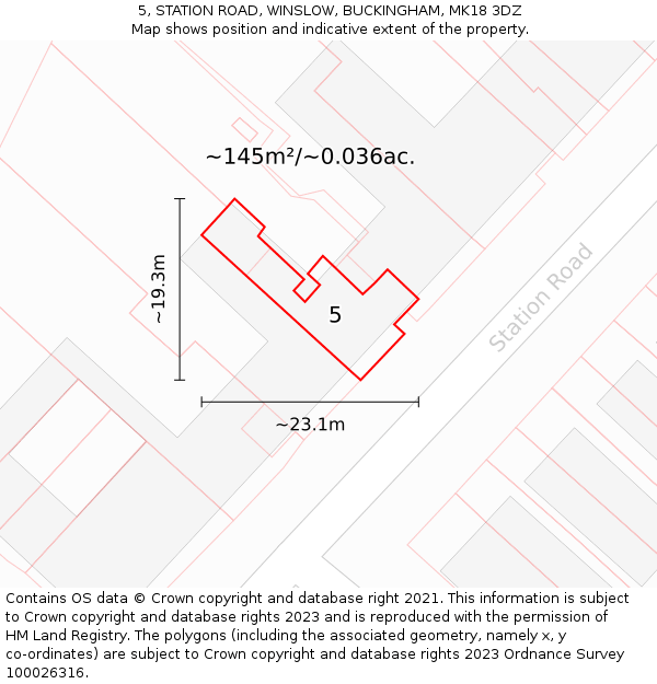 5, STATION ROAD, WINSLOW, BUCKINGHAM, MK18 3DZ: Plot and title map
