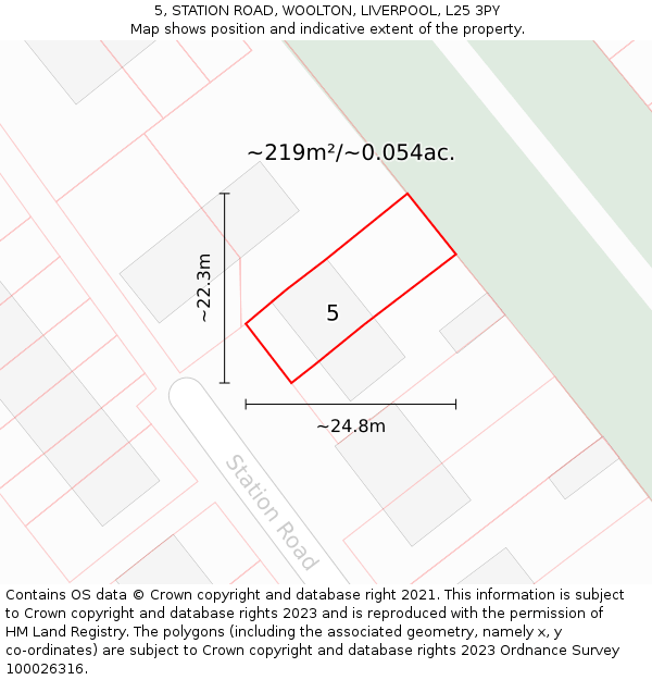 5, STATION ROAD, WOOLTON, LIVERPOOL, L25 3PY: Plot and title map