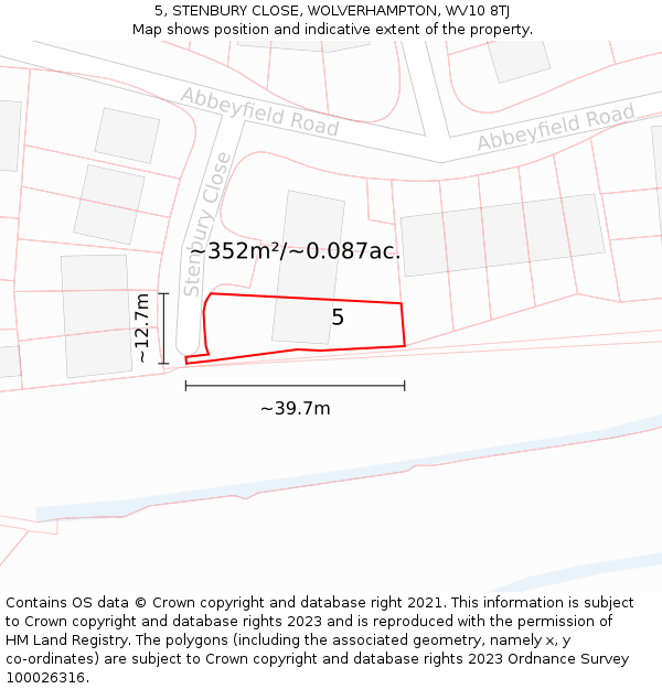5, STENBURY CLOSE, WOLVERHAMPTON, WV10 8TJ: Plot and title map