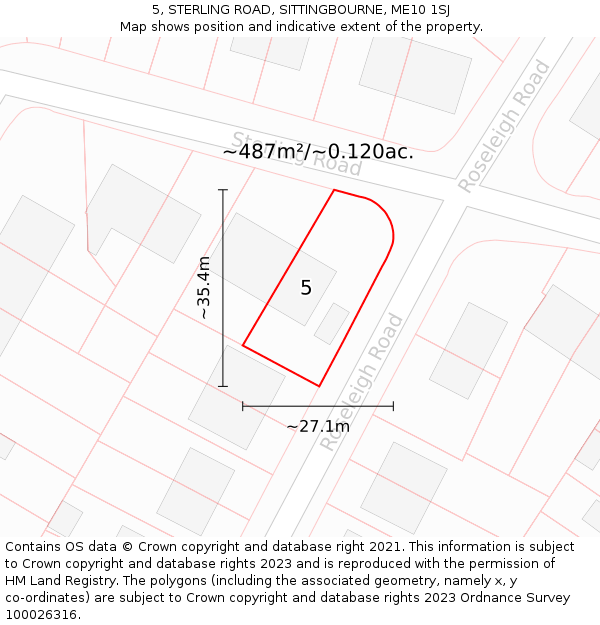5, STERLING ROAD, SITTINGBOURNE, ME10 1SJ: Plot and title map
