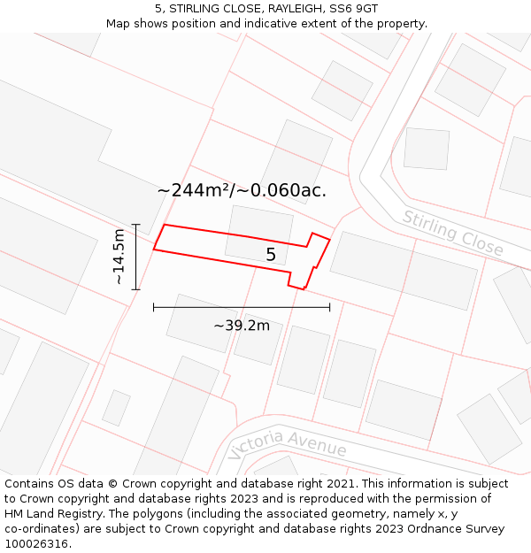 5, STIRLING CLOSE, RAYLEIGH, SS6 9GT: Plot and title map