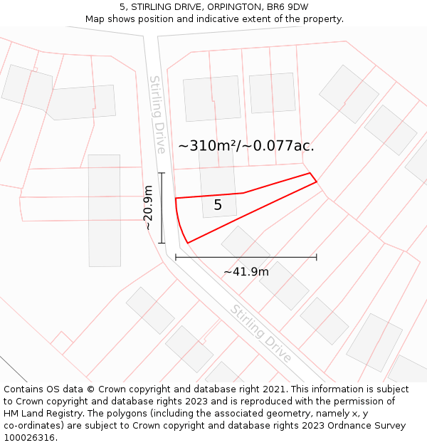 5, STIRLING DRIVE, ORPINGTON, BR6 9DW: Plot and title map