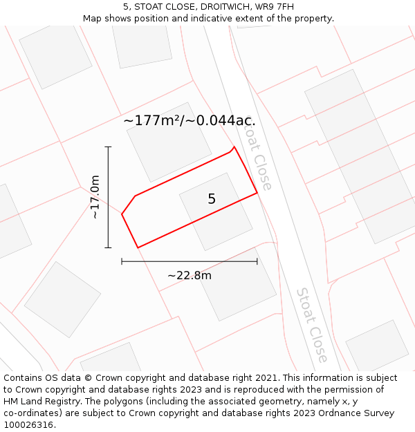 5, STOAT CLOSE, DROITWICH, WR9 7FH: Plot and title map