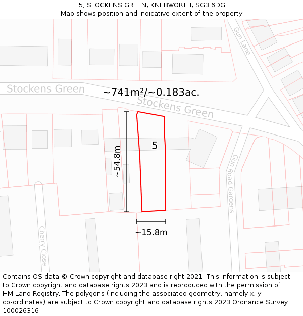 5, STOCKENS GREEN, KNEBWORTH, SG3 6DG: Plot and title map