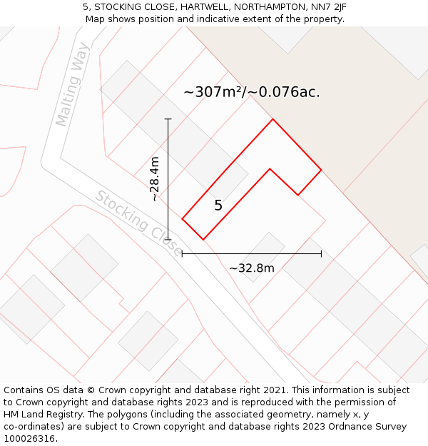5, STOCKING CLOSE, HARTWELL, NORTHAMPTON, NN7 2JF: Plot and title map
