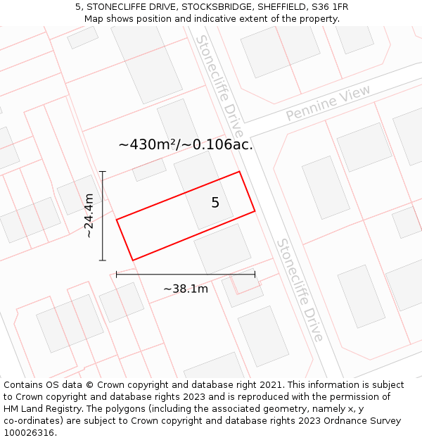 5, STONECLIFFE DRIVE, STOCKSBRIDGE, SHEFFIELD, S36 1FR: Plot and title map