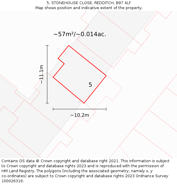 5, STONEHOUSE CLOSE, REDDITCH, B97 4LF: Plot and title map