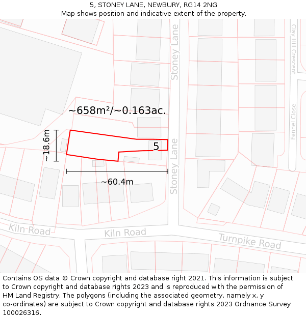 5, STONEY LANE, NEWBURY, RG14 2NG: Plot and title map