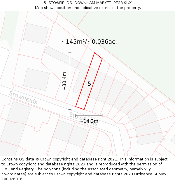 5, STOWFIELDS, DOWNHAM MARKET, PE38 9UX: Plot and title map