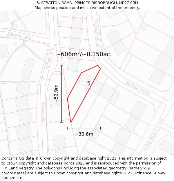 5, STRATTON ROAD, PRINCES RISBOROUGH, HP27 9BH: Plot and title map