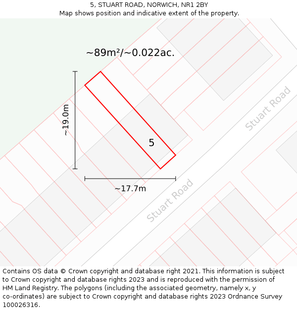 5, STUART ROAD, NORWICH, NR1 2BY: Plot and title map