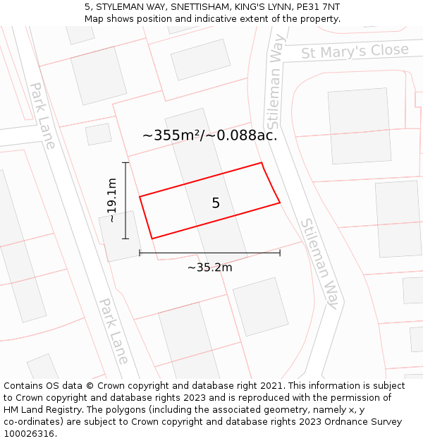 5, STYLEMAN WAY, SNETTISHAM, KING'S LYNN, PE31 7NT: Plot and title map