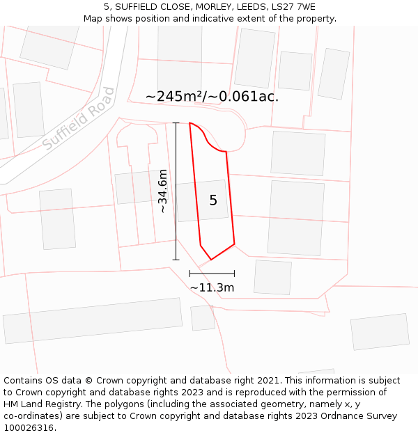 5, SUFFIELD CLOSE, MORLEY, LEEDS, LS27 7WE: Plot and title map