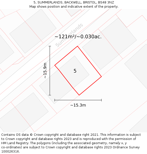 5, SUMMERLANDS, BACKWELL, BRISTOL, BS48 3NZ: Plot and title map