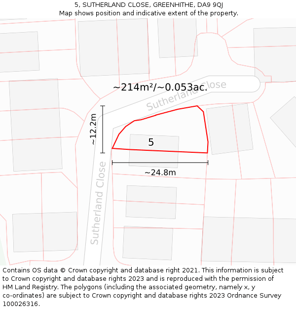 5, SUTHERLAND CLOSE, GREENHITHE, DA9 9QJ: Plot and title map