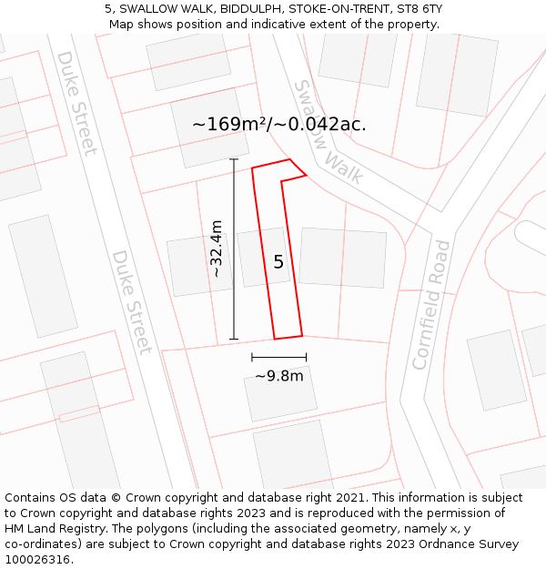 5, SWALLOW WALK, BIDDULPH, STOKE-ON-TRENT, ST8 6TY: Plot and title map