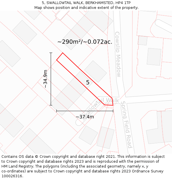 5, SWALLOWTAIL WALK, BERKHAMSTED, HP4 1TP: Plot and title map