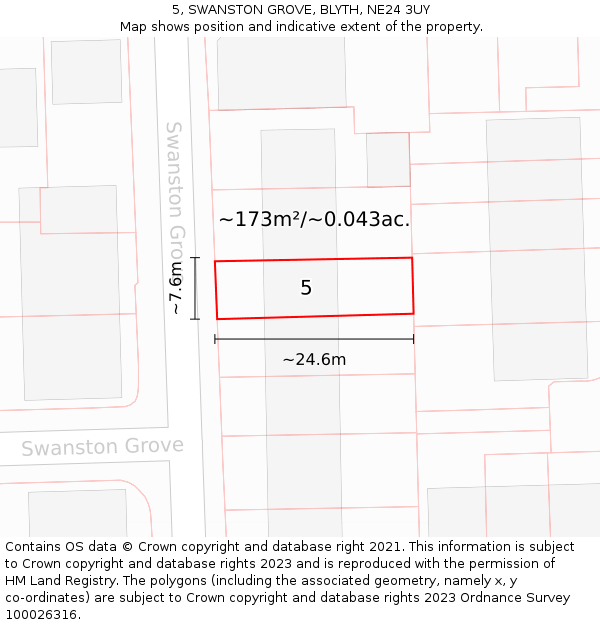 5, SWANSTON GROVE, BLYTH, NE24 3UY: Plot and title map