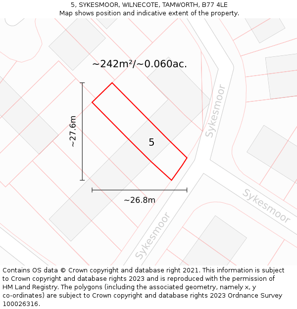 5, SYKESMOOR, WILNECOTE, TAMWORTH, B77 4LE: Plot and title map