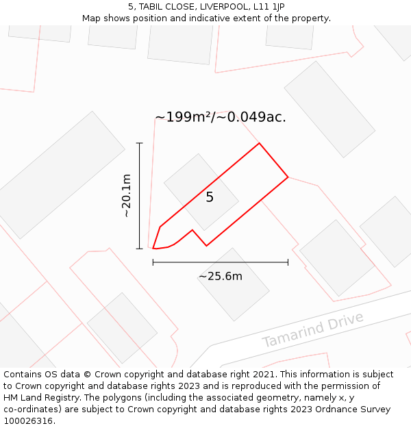 5, TABIL CLOSE, LIVERPOOL, L11 1JP: Plot and title map
