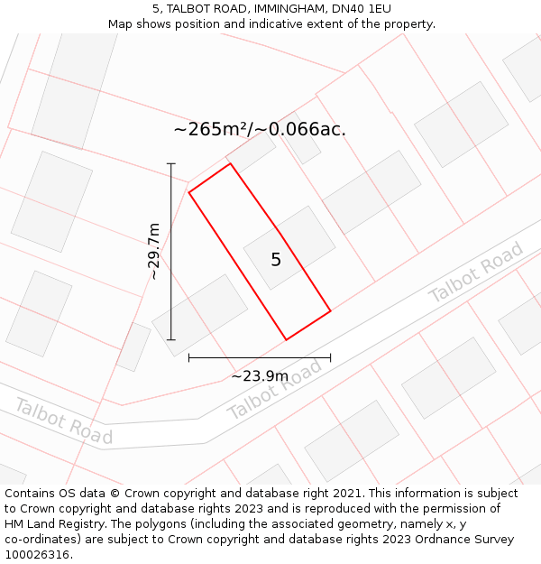 5, TALBOT ROAD, IMMINGHAM, DN40 1EU: Plot and title map