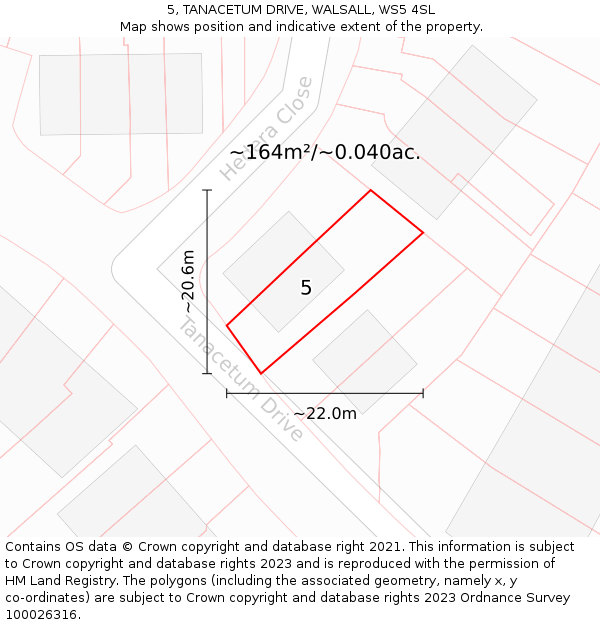 5, TANACETUM DRIVE, WALSALL, WS5 4SL: Plot and title map