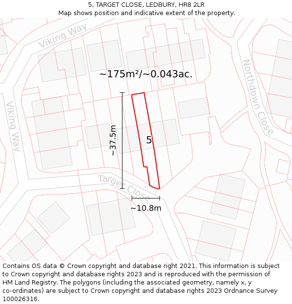 5, TARGET CLOSE, LEDBURY, HR8 2LR: Plot and title map