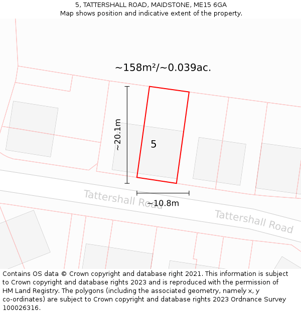 5, TATTERSHALL ROAD, MAIDSTONE, ME15 6GA: Plot and title map