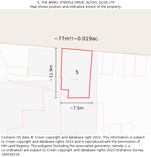 5, THE BARN, STEEPLE DRIVE, ALTON, GU34 1TP: Plot and title map