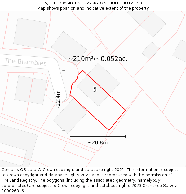5, THE BRAMBLES, EASINGTON, HULL, HU12 0SR: Plot and title map