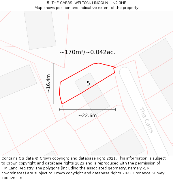 5, THE CARRS, WELTON, LINCOLN, LN2 3HB: Plot and title map