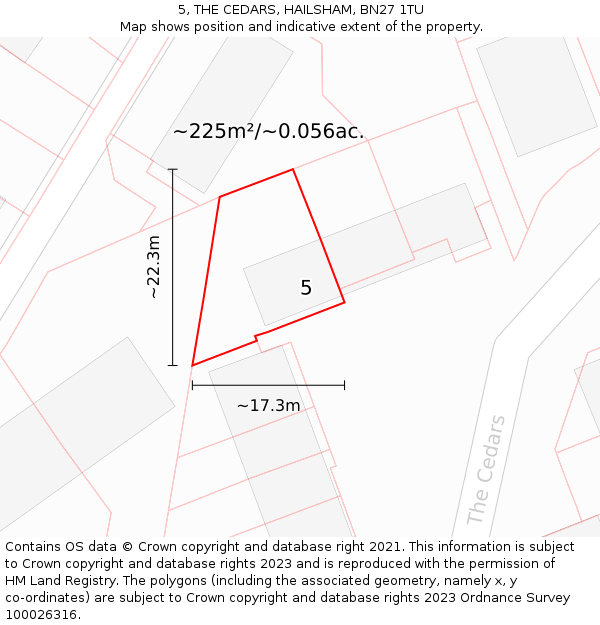 5, THE CEDARS, HAILSHAM, BN27 1TU: Plot and title map
