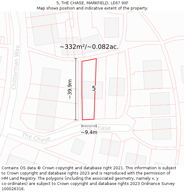 5, THE CHASE, MARKFIELD, LE67 9XF: Plot and title map