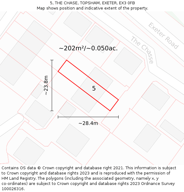5, THE CHASE, TOPSHAM, EXETER, EX3 0FB: Plot and title map
