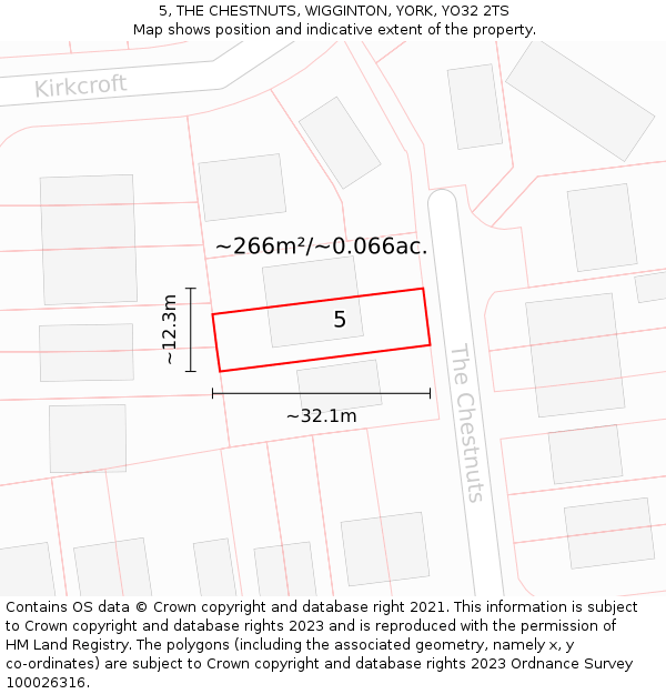 5, THE CHESTNUTS, WIGGINTON, YORK, YO32 2TS: Plot and title map